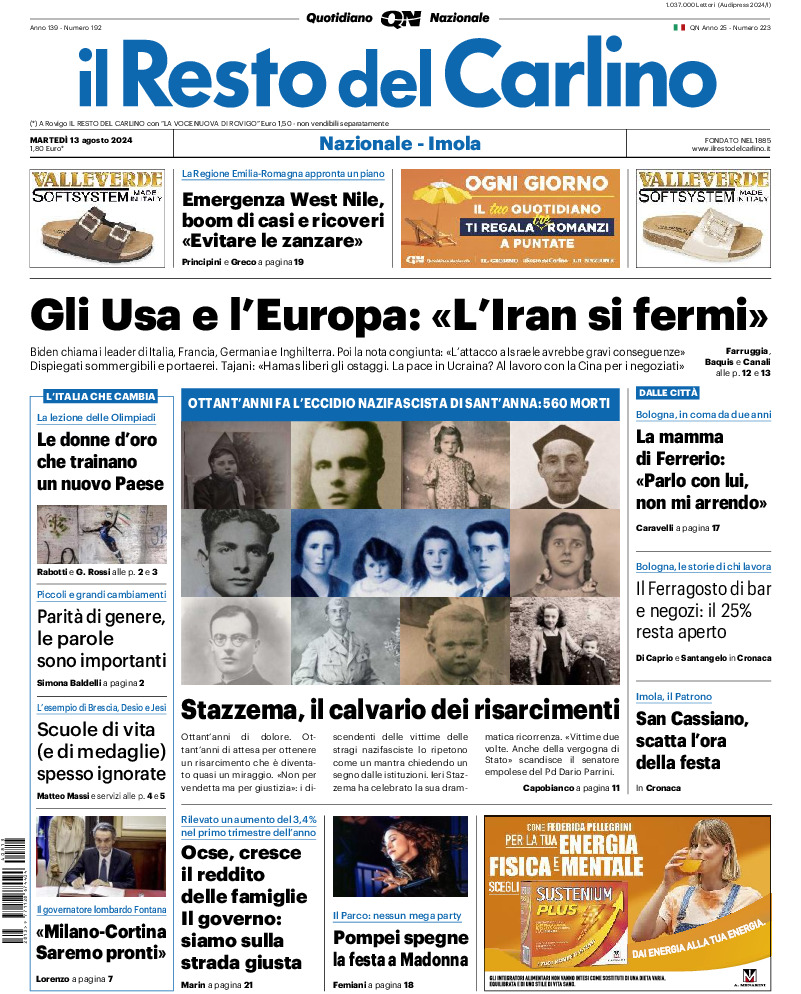 Prima-pagina-il resto del carlino-edizione-di-oggi-20240813